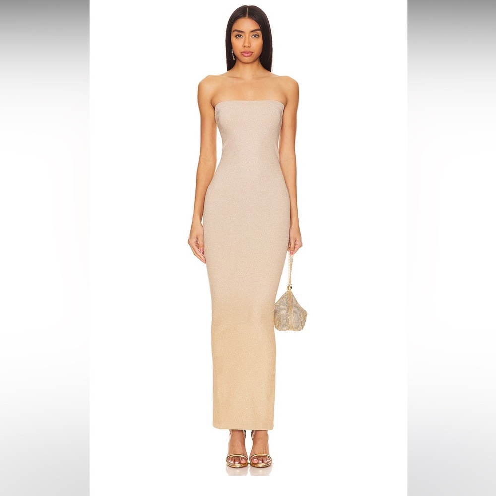 Wolford Fading Shine Maxi Dress in Gold Shine